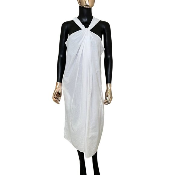 ✨ Vince White Italian Cotton Twist Halter Midi Dress Size M Excellent Condition - Picture 5 of 15